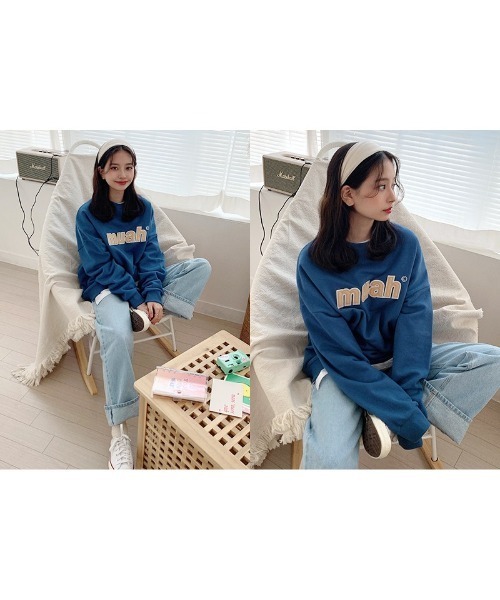 muahmuah(ムーアムーア)の「A'GEM/9 × .kom『muah muah/ムーアムーア』SIGNATURE COMBI LOGO MTM/シグネチャー コンビロゴ スウェットシャツ トレーナー(スウェット・レディース・アイボリー/グレー/ダークブルー/マスタード・FREE)」の8枚目の写真