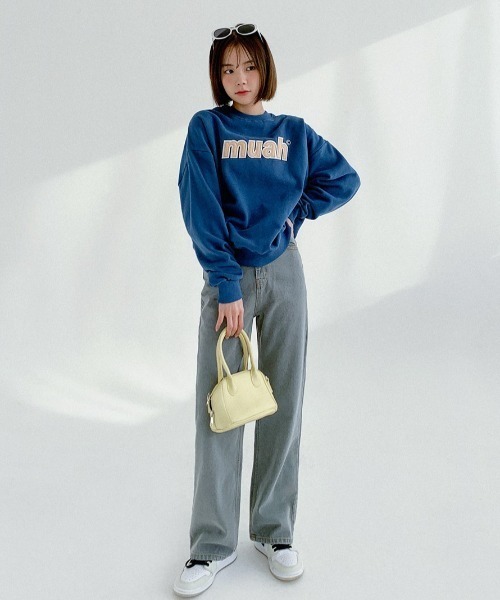[muahmuah]SIGNATURE BACKPOINT スウェットシャツ★新作・24AW★ A'GEM/9 × .kom『muah muah/ムーアムーア』MUAH SIGNATURE