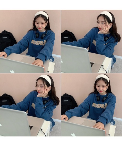 muahmuah(ムーアムーア)の「A'GEM/9 × .kom『muah muah/ムーアムーア』SIGNATURE COMBI LOGO MTM/シグネチャー コンビロゴ スウェットシャツ トレーナー(スウェット・レディース・アイボリー/グレー/ダークブルー/マスタード・FREE)」の11枚目の写真