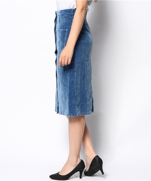 CIAOPANIC（チャオパニック）の「【Ciaopanic】インディゴ別珍ハイウェストスカート（スカート・レディース・インディゴブルー/ダークグレー・MEDIUM/SMALL）」の3枚目の写真