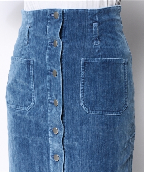 CIAOPANIC（チャオパニック）の「【Ciaopanic】インディゴ別珍ハイウェストスカート（スカート・レディース・インディゴブルー/ダークグレー・MEDIUM/SMALL）」の5枚目の写真