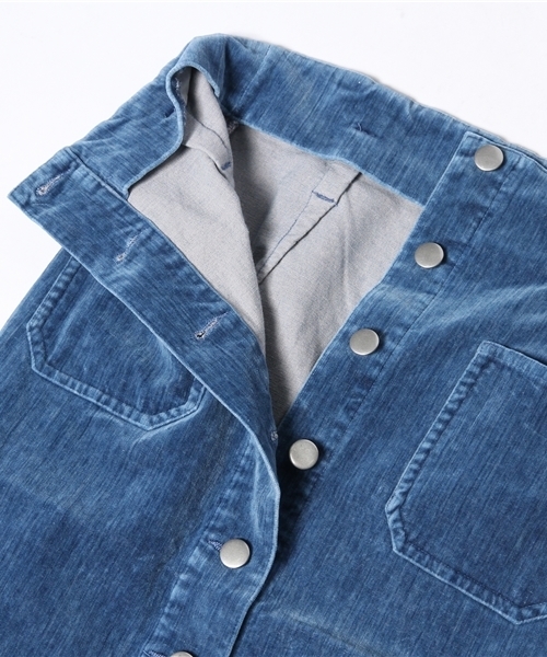 CIAOPANIC（チャオパニック）の「【Ciaopanic】インディゴ別珍ハイウェストスカート（スカート・レディース・インディゴブルー/ダークグレー・MEDIUM/SMALL）」の9枚目の写真