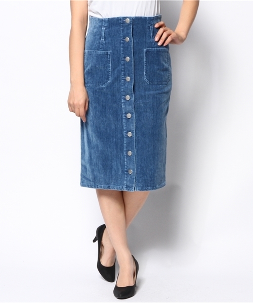 CIAOPANIC（チャオパニック）の「【Ciaopanic】インディゴ別珍ハイウェストスカート（スカート・レディース・インディゴブルー/ダークグレー・MEDIUM/SMALL）」の11枚目の写真