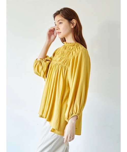 Editt by YECCA VECCA（エディットバイイェッカヴェッカ）の「シャーリングネックブラウス　＊（シャツ/ブラウス・レディース・ホワイト/イエロー/ライトブルー・FREE）」の9枚目の写真