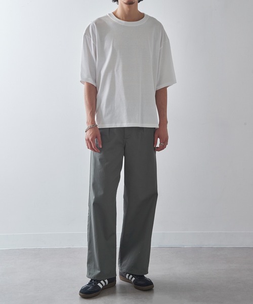 CROSS & STITCH（クロスステッチ）の「【Cross＆Stitch】オープンエンド マックスウェイト オーバーサイズTシャツ ボックスシルエット 短丈 ショート丈 OE1401（Tシャツ/カットソー・メンズ・ホワイト/ブラック/ベージュ/グリーン・M/L）」の15枚目の写真