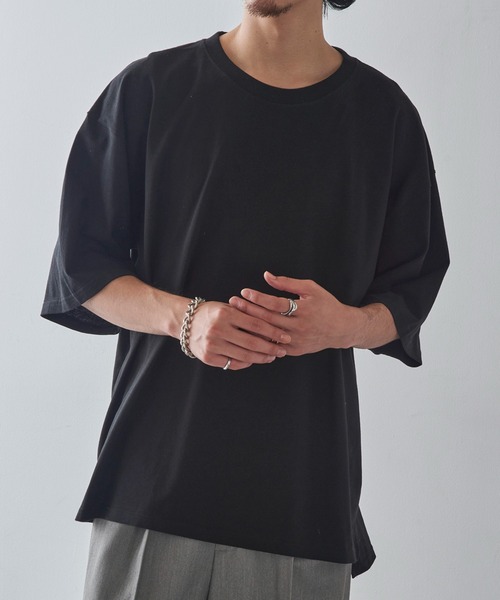 CROSS & STITCH（クロスステッチ）の「【Cross＆Stitch】オープンエンド マックスウェイト オーバーサイズTシャツ ボックスシルエット 短丈 ショート丈 OE1401（Tシャツ/カットソー・メンズ・ホワイト/ブラック/ベージュ/グリーン・M/L）」の16枚目の写真