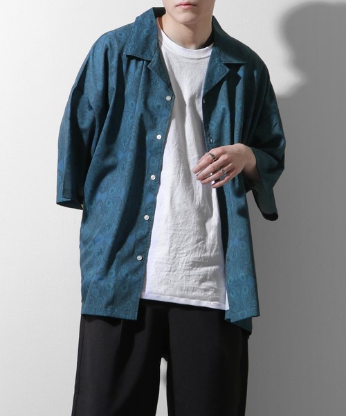 ZIP FIVE（ジップファイブ）の「【ZIP FIVE】ルーズシルエット 半袖柄プリントオープンシャツ（シャツ/ブラウス・メンズ・ブラック/ベージュ/ブルー/チャコール/ブラック系/ブラック系1/グレー系/ブラウン系/ベージュ系/ベージュ系1/ベージュ系2/グリーン系/ブルー系/ワイン系/ワイン系1・FREE）」の13枚目の写真