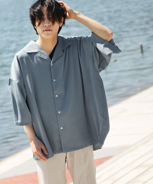 ZIP FIVE（ジップファイブ）の「【ZIP FIVE】ルーズシルエット 半袖柄プリントオープンシャツ（シャツ/ブラウス・メンズ・ブラック/ベージュ/ブルー/チャコール/ブラック系/ブラック系1/グレー系/ブラウン系/ベージュ系/ベージュ系1/ベージュ系2/グリーン系/ブルー系/ワイン系/ワイン系1・FREE）」の12枚目の写真