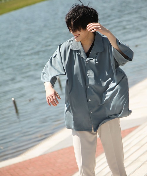 ZIP FIVE（ジップファイブ）の「【ZIP FIVE】ルーズシルエット 半袖柄プリントオープンシャツ（シャツ/ブラウス・メンズ・ブラック/ベージュ/ブルー/チャコール/ブラック系/ブラック系1/グレー系/ブラウン系/ベージュ系/ベージュ系1/ベージュ系2/グリーン系/ブルー系/ワイン系/ワイン系1・FREE）」の16枚目の写真