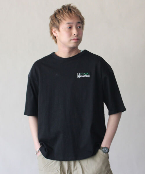 MANASTASH（マナスタッシュ）の「MANASTASH/マナスタッシュ　HEMP VENT TEE　ヘンプベントティー（Tシャツ/カットソー・メンズ・ブラック/オフホワイト・X-LARGE/MEDIUM/LARGE）」の9枚目の写真