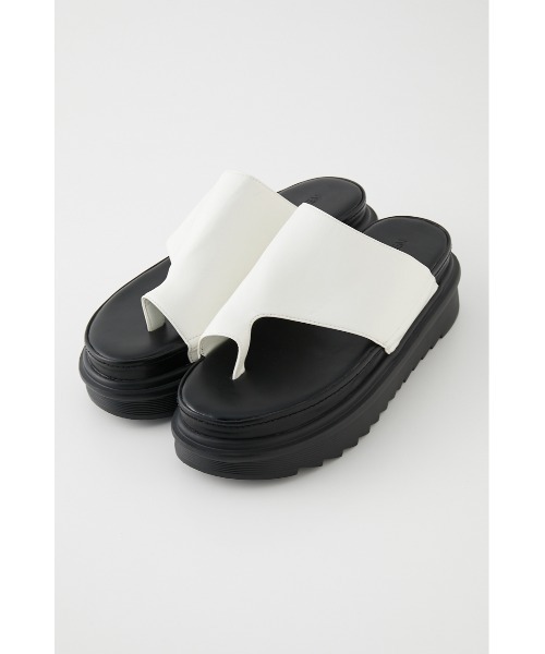 【極美品】LAGUA GEM サンダル ラグアジェム 白 黒 厚底 S ミュール LAGUA GEM（ラグアジェム）の「EASY FLAT SANDAL（サンダル