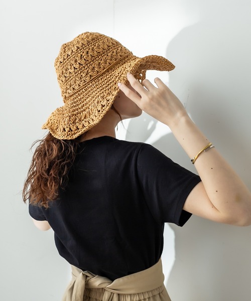 mystic（ミスティック）の「リボン付ストローハット（ハット・レディース・ベージュ・FREE）」の2枚目の写真