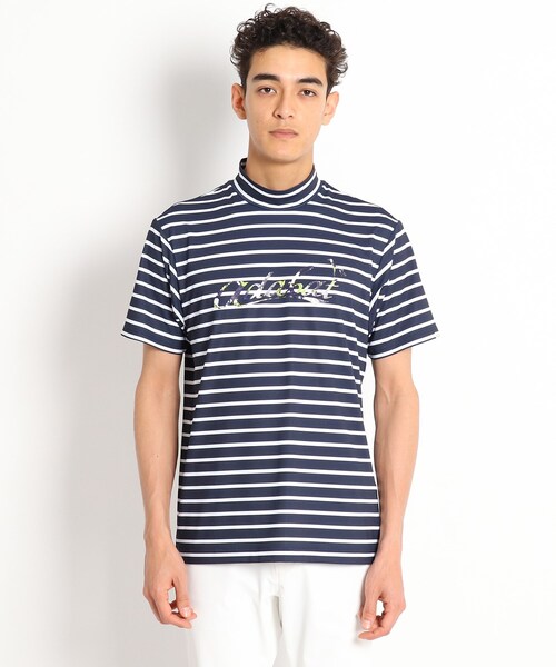 adabat(アダバット)の「◆【吸水速乾/UVカット/GOLF TODAY掲載】モックネック半袖プルオーバー(Tシャツ/カットソー・メンズ・ネイビー/ホワイト系9・48/46/50)」の3枚目の写真