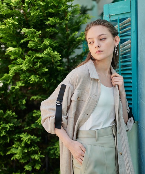 KOH.style（コースタイル）の「バックプリーツリネン風シャツワンピース（ワンピース・レディース・ブラック/ベージュ/ミント・FREE）」の4枚目の写真