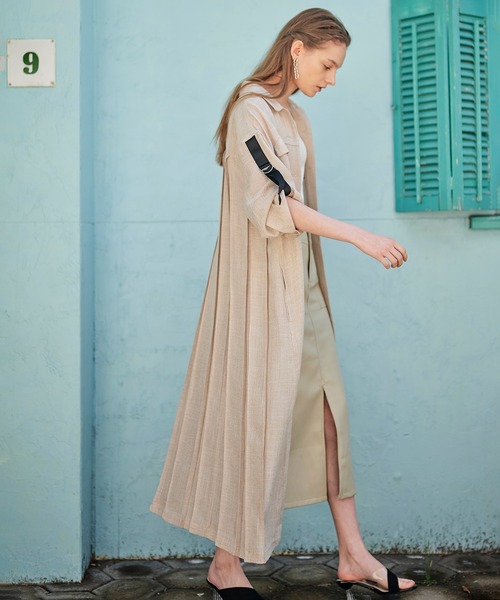 KOH.style（コースタイル）の「バックプリーツリネン風シャツワンピース（ワンピース・レディース・ブラック/ベージュ/ミント・FREE）」の18枚目の写真