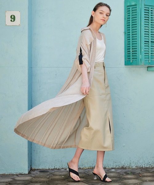 KOH.style（コースタイル）の「バックプリーツリネン風シャツワンピース（ワンピース・レディース・ブラック/ベージュ/ミント・FREE）」の6枚目の写真