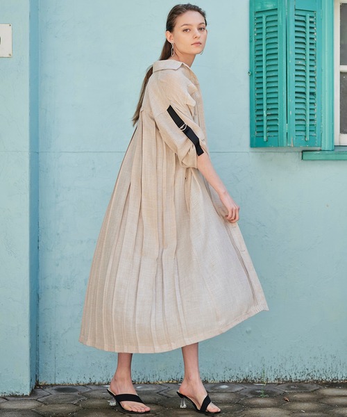 KOH.style（コースタイル）の「バックプリーツリネン風シャツワンピース（ワンピース・レディース・ブラック/ベージュ/ミント・FREE）」の17枚目の写真