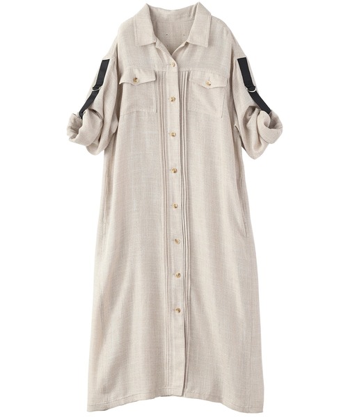 KOH.style（コースタイル）の「バックプリーツリネン風シャツワンピース（ワンピース・レディース・ブラック/ベージュ/ミント・FREE）」の5枚目の写真