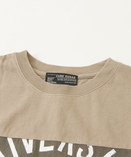 CUBE SUGAR（キューブシュガー）の「OE天竺 パウダー加工 切替プリント Tシャツ（Tシャツ/カットソー・レディース・ベージュ/ネイビー/ナチュラル・M）」の10枚目の写真