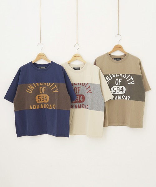 CUBE SUGAR（キューブシュガー）の「OE天竺 パウダー加工 切替プリント Tシャツ（Tシャツ/カットソー・レディース・ベージュ/ネイビー/ナチュラル・M）」の20枚目の写真