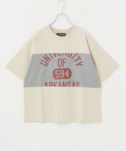 CUBE SUGAR（キューブシュガー）の「OE天竺 パウダー加工 切替プリント Tシャツ（Tシャツ/カットソー・レディース・ベージュ/ネイビー/ナチュラル・M）」の21枚目の写真