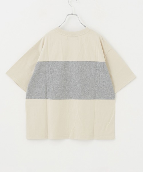 CUBE SUGAR（キューブシュガー）の「OE天竺 パウダー加工 切替プリント Tシャツ（Tシャツ/カットソー・レディース・ベージュ/ネイビー/ナチュラル・M）」の22枚目の写真