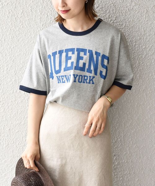Champion（チャンピオン）の「【SHIPS別注】Champion:リンガーロゴTEE（Tシャツ/カットソー・レディース・ホワイト/ライトホワイト/ネイビー/グレー・ONE SIZE）」の18枚目の写真