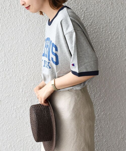 Champion（チャンピオン）の「【SHIPS別注】Champion:リンガーロゴTEE（Tシャツ/カットソー・レディース・ホワイト/ライトホワイト/ネイビー/グレー・ONE SIZE）」の19枚目の写真