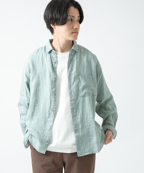 ITEMS URBANRESEARCH(アイテムズ アーバンリサーチ)の「リネン長袖シャツ(シャツ/ブラウス・メンズ・ピンク/ブラック/オフホワイト/グリーン・LARGE/MEDIUM)」の4枚目の写真