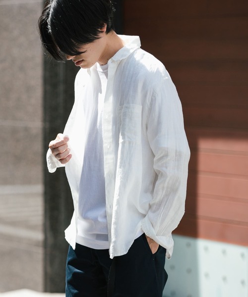 ITEMS URBANRESEARCH(アイテムズ アーバンリサーチ)の「リネン長袖シャツ(シャツ/ブラウス・メンズ・ピンク/ブラック/オフホワイト/グリーン・LARGE/MEDIUM)」の5枚目の写真