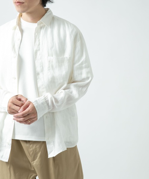 ITEMS URBANRESEARCH(アイテムズ アーバンリサーチ)の「リネン長袖シャツ(シャツ/ブラウス・メンズ・ピンク/ブラック/オフホワイト/グリーン・LARGE/MEDIUM)」の15枚目の写真