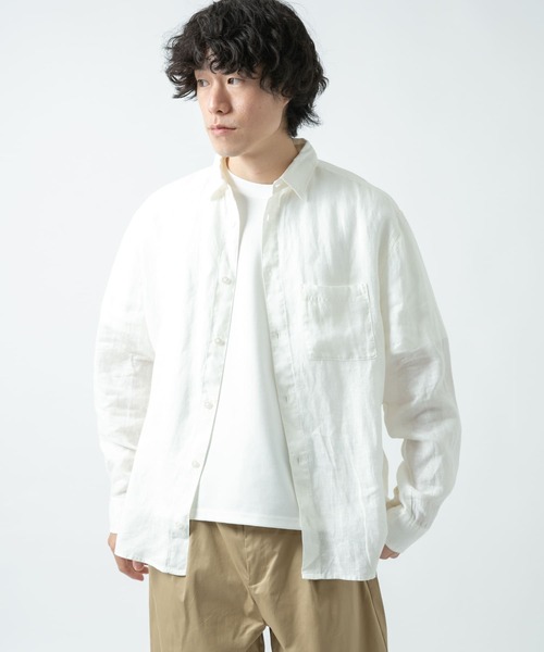 ITEMS URBANRESEARCH(アイテムズ アーバンリサーチ)の「リネン長袖シャツ(シャツ/ブラウス・メンズ・ピンク/ブラック/オフホワイト/グリーン・LARGE/MEDIUM)」の14枚目の写真
