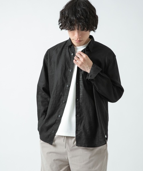 ITEMS URBANRESEARCH(アイテムズ アーバンリサーチ)の「リネン長袖シャツ(シャツ/ブラウス・メンズ・ピンク/ブラック/オフホワイト/グリーン・LARGE/MEDIUM)」の7枚目の写真
