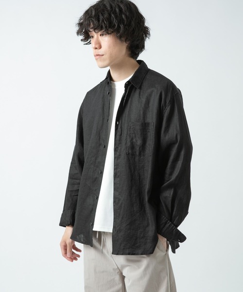 ITEMS URBANRESEARCH(アイテムズ アーバンリサーチ)の「リネン長袖シャツ(シャツ/ブラウス・メンズ・ピンク/ブラック/オフホワイト/グリーン・LARGE/MEDIUM)」の6枚目の写真