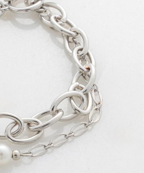 shiki tokyo（シキトウキョウ）の「DOUBLE CHAIN PEARL BRACELET / ダブルチェーンパールブレスレット（ブレスレット・メンズ・シルバー・FREE）」の11枚目の写真