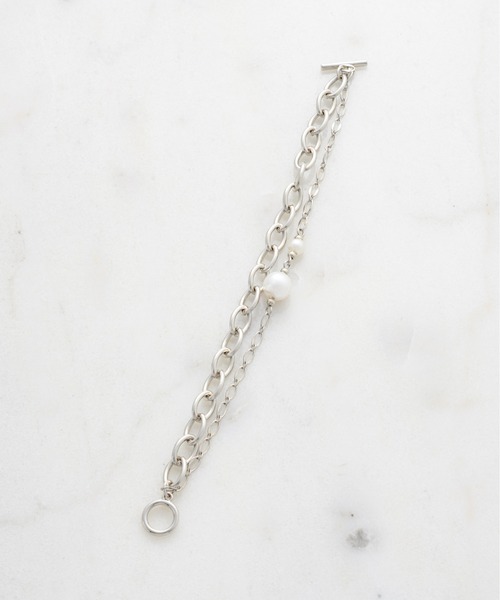 shiki tokyo（シキトウキョウ）の「DOUBLE CHAIN PEARL BRACELET / ダブルチェーンパールブレスレット（ブレスレット・メンズ・シルバー・FREE）」の13枚目の写真