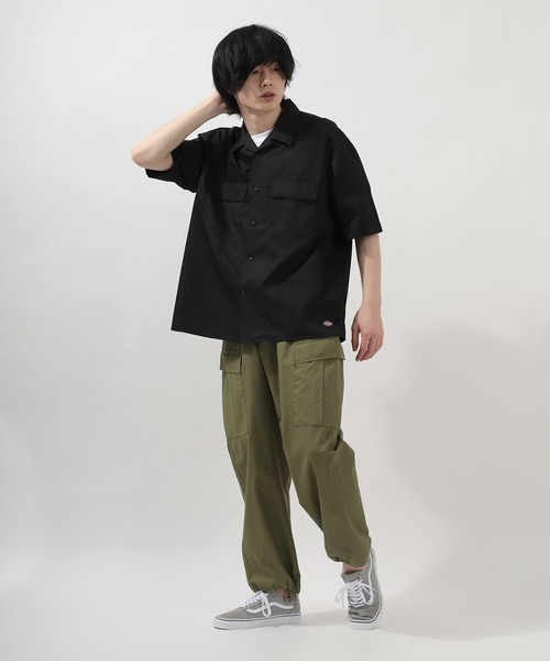 Dickies(ディッキーズ)の「【Dickies/ディッキーズ】TCツイルオーバーサイズワークシャツ<セットアップ可能>(シャツ/ブラウス・メンズ・ライトグレー/ブラック/ベージュ/ネイビー/サックスブルー/ピンク・M/L/XL)」の13枚目の写真