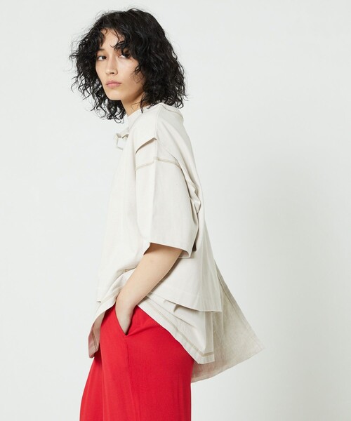 FREAK'S STORE（フリークスストア）の「モックネックレイヤードTシャツ（Tシャツ/カットソー・レディース・イエロー/ブラック/ベージュ・ﾌﾘ-）」の3枚目の写真