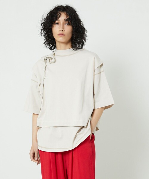 FREAK'S STORE（フリークスストア）の「モックネックレイヤードTシャツ（Tシャツ/カットソー・レディース・イエロー/ブラック/ベージュ・ﾌﾘ-）」の4枚目の写真