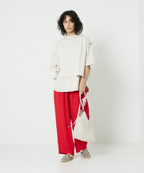 FREAK'S STORE（フリークスストア）の「モックネックレイヤードTシャツ（Tシャツ/カットソー・レディース・イエロー/ブラック/ベージュ・ﾌﾘ-）」の7枚目の写真