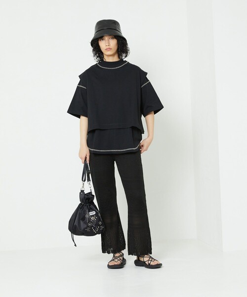 FREAK'S STORE（フリークスストア）の「モックネックレイヤードTシャツ（Tシャツ/カットソー・レディース・イエロー/ブラック/ベージュ・ﾌﾘ-）」の10枚目の写真