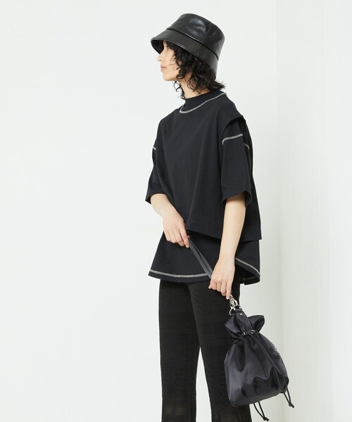 FREAK'S STORE（フリークスストア）の「モックネックレイヤードTシャツ（Tシャツ/カットソー・レディース・イエロー/ブラック/ベージュ・ﾌﾘ-）」の13枚目の写真