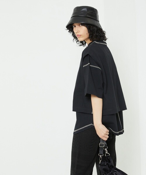 FREAK'S STORE（フリークスストア）の「モックネックレイヤードTシャツ（Tシャツ/カットソー・レディース・イエロー/ブラック/ベージュ・ﾌﾘ-）」の20枚目の写真