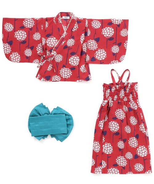 BREEZE（ブリーズ）の「アジサイ柄浴衣セット（浴衣・キッズ・ネイビー/レッド・90/100/110/120/130/140）」の5枚目の写真