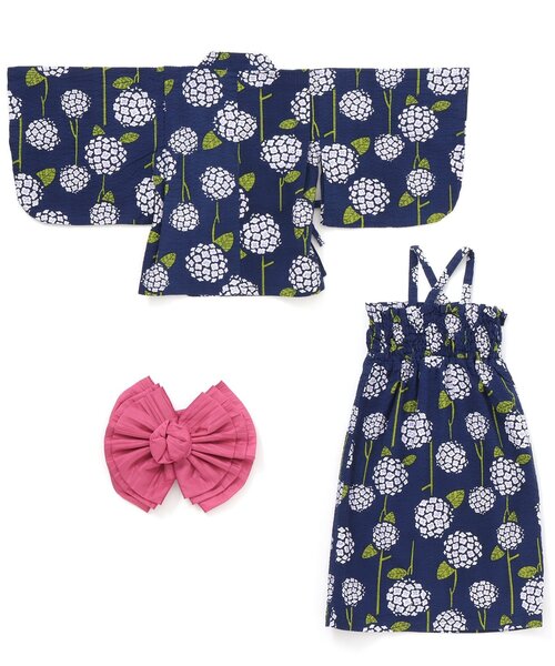 BREEZE（ブリーズ）の「アジサイ柄浴衣セット（浴衣・キッズ・ネイビー/レッド・90/100/110/120/130/140）」の10枚目の写真