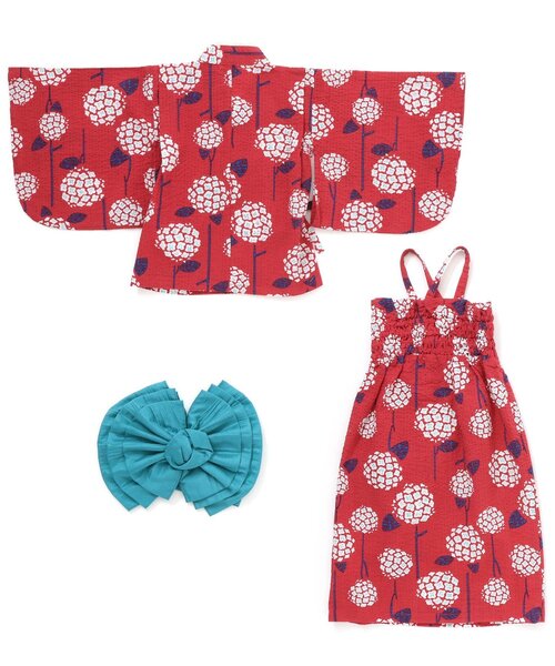 BREEZE（ブリーズ）の「アジサイ柄浴衣セット（浴衣・キッズ・ネイビー/レッド・90/100/110/120/130/140）」の11枚目の写真