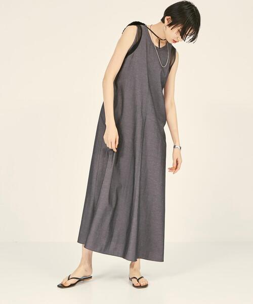 BRACTMENT(ブラクトメント)の「『BRACTMENT(ブラクトメント)』 メッシュ切り替え ノースリーブ ワンピース(ワンピース・レディース・ブラック/ダークグレー・36/38)」の1枚目の写真