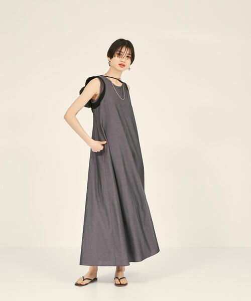 BRACTMENT(ブラクトメント)の「『BRACTMENT(ブラクトメント)』 メッシュ切り替え ノースリーブ ワンピース(ワンピース・レディース・ブラック/ダークグレー・36/38)」の12枚目の写真