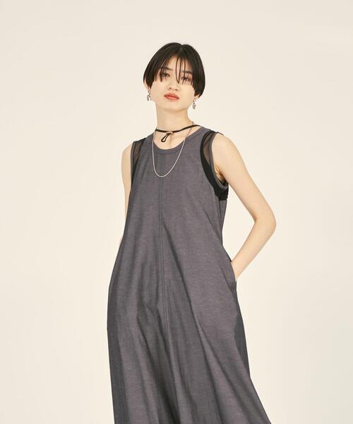 BRACTMENT(ブラクトメント)の「『BRACTMENT(ブラクトメント)』 メッシュ切り替え ノースリーブ ワンピース(ワンピース・レディース・ブラック/ダークグレー・36/38)」の8枚目の写真