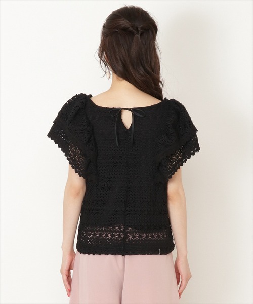WILLSELECTION（ウィルセレクション）の「カットレースラッフルブラウス（シャツ/ブラウス・レディース・オフホワイト/ブラック・MEDIUM）」の7枚目の写真